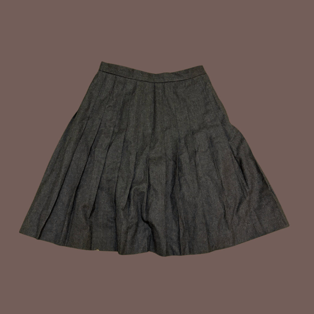Talbots Pleated Midi Skirt | Wool Gray | Size 10 | Vintage 70s
